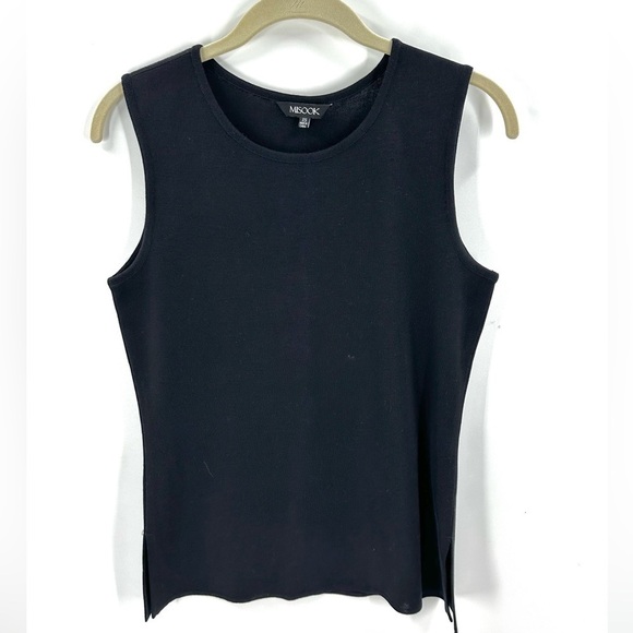 Misook Womens Size XS Sleeveless Top Shell Knit Stretch Tank Split Hem Black - Picture 1 of 7